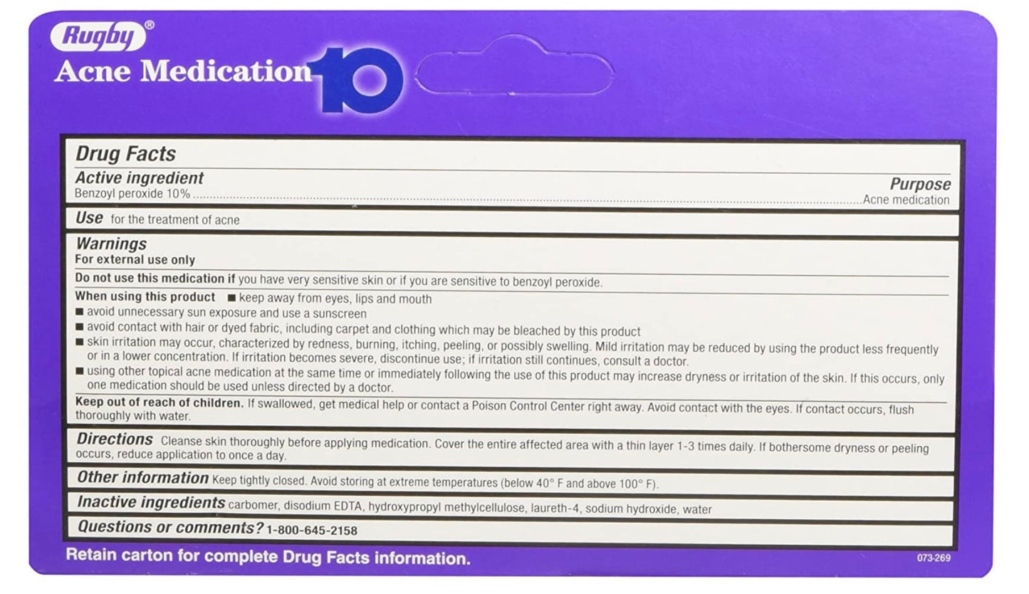 Benzoyl Peroxide 10% Acne Medication